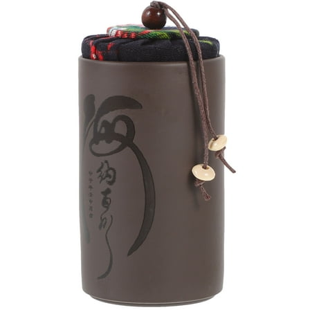 COMPUKAS 1Pack Purple Clay Chinese Tea Canister Airtight Cylindrical Storage for Kitchen