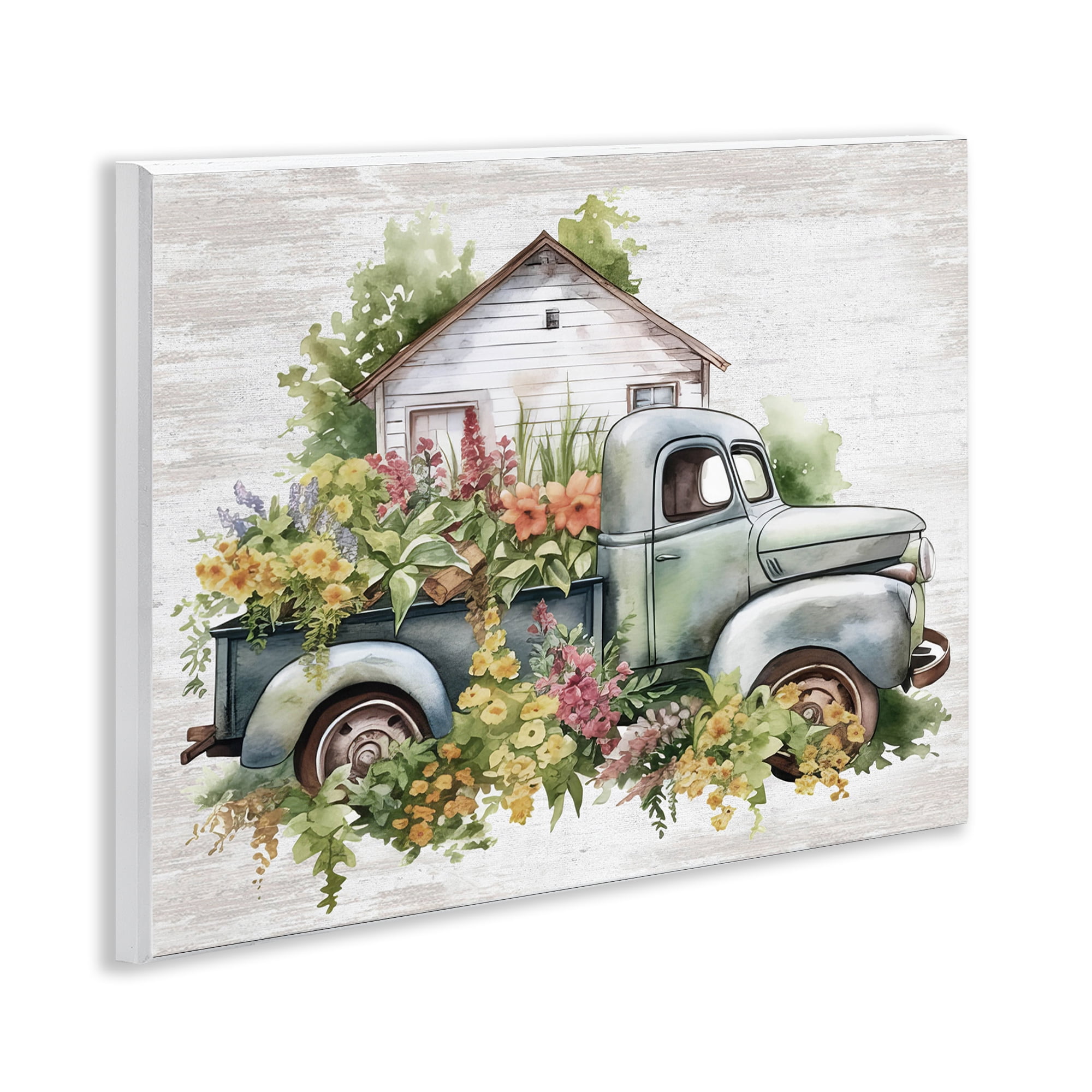 Stupell Industries Country Floral Truck Transportation Painting Unframed Art Print Wall Art, 14 x 11