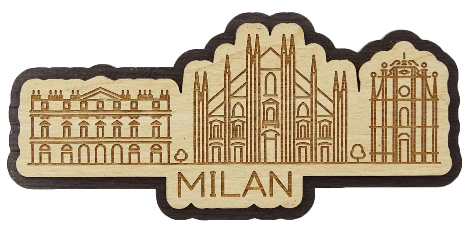 Magnete Decorativo In Legno Napoli: Souvenir Inciso Con Monumenti Italiani Per Frigorifero - 2