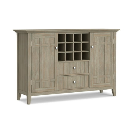 Simpli Home - Bedford Sideboard Buffet and Wine Rack - Dark Chestnut Brown