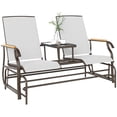thumbnail image 2 of Outsunny Outdoor 2-Person Glider Bench with Table, Outside Breathable Mesh Swing Chair for Patio, Garden, Backyard, Porch, Cream White, 2 of 9