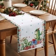 thumbnail image 3 of Christmas Cactus Stars Table Runner 13x72in Non-Slip Cotton Linen Table Runners, Green and White Dresser Scarves TableRunner for Dinner Kitchen Dining Wedding Party, 3 of 9
