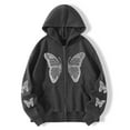 thumbnail image 2 of XIAOCHA Men's Rhinestone Butterfly Hoodie Oversized Long Sleeve Hooded Zip Up Sweatshirt Soft Streetwear Casual Hoodies, 2 of 5