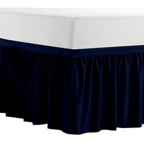 College Dorm Bedskirt, 38 Inch Drop 100% Microfiber Lightweight Ruffled, Twin-XL Size (39" x 80") Elastic Bed Skirt - Navy Blue Solid