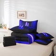 thumbnail image 6 of Feelyou Glitter Blue Lines Twin Bedding Sets 7-Piece for Kids, Neon Gradient Lightning Bedding Comforter Set, Modern Fashion Abstract Reversible Sheet Sets, Microfiber Bedroom Decor, 6 of 8