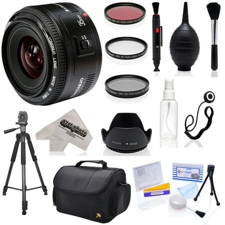 Yongnuo 35mm f/2 AF HD Prime Lens with Hood, Filters, Tripod, Case, Blower, Brush, Cleaning Cloth for Canon EOS 80D, 70D, 60D, 50D, 7D, 6D, T6i, T6s, T6, T5i, T5, T4i, T3i and T3 Digital SLR