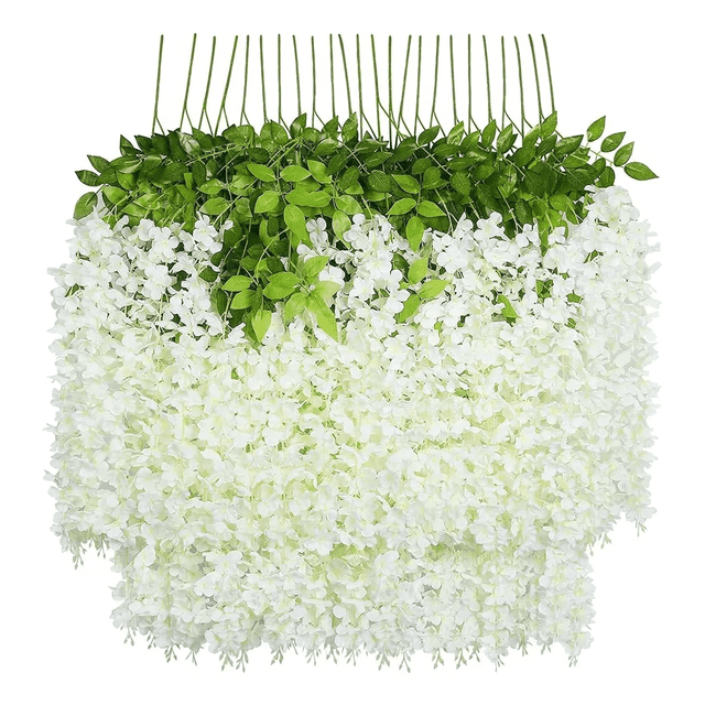 27pcs Flores Artificial 1.1m Decoración Fiesta Boda Xtellar blanco