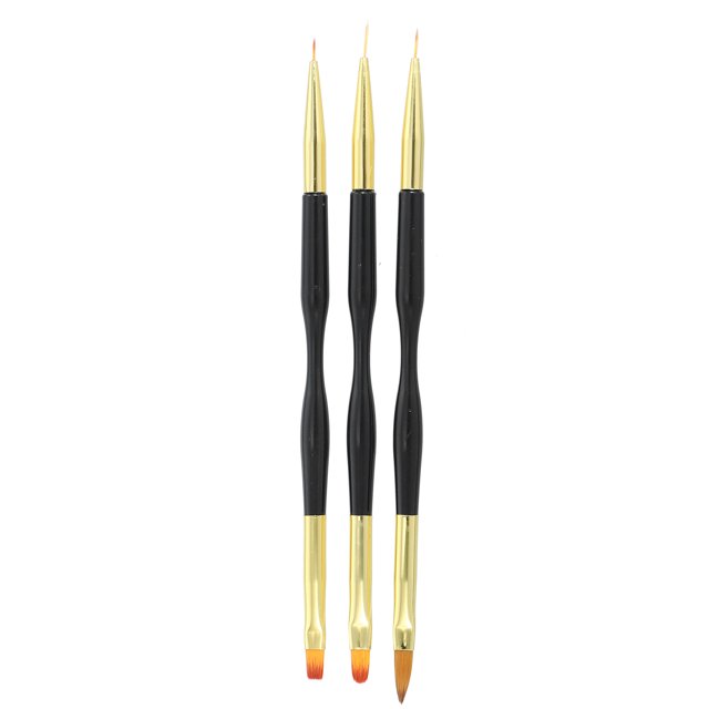Pincel para Decoración de Uñas Unique Bargains 3 uds Doble Punta