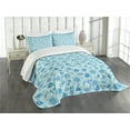 thumbnail image 3 of Ambesonne Compass Quilted Bedspread Set 3 Pcs, Nautical Seagull Knot, King Size, Mint Green Blue, 3 of 5
