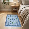 thumbnail image 3 of ODIKA 2'x3' Sky Blue Pavilion Garden Estate Washable Accent Rug Traditional Ornate Chinoiserie Motifs With Decorative Urns Songbirds for Bedroom, Nursery, RV, Pet Friendly, Bedside Mat, 3 of 7