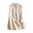 thumbnail image 2 of Plus Size Tank Tops for Women 2025 Casual Loose Sleeveless Lapel Neck Button Down Shirts Cotton Linen Flowy Tops, 2 of 8