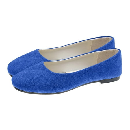 

On Clearance! KOKOI Women Ladies Slip On Flat Shoes Sandals Casual Square Head Loafers Shoes Flats Walking Shoes Comfortable Sandals for Ladies Royal Blue/9.5