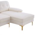 thumbnail image 6 of 84"L-Shape Sectional Couch with Chaise, Chenille Sectional Sofa with Removable Cushions and Gold-Plated Feet, Upholstered Deep Seat Sofa for Living Room, Apartment, Office, Beige, 6 of 7