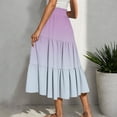 thumbnail image 3 of Women's Gradient Boho Flowy Midi Skirt Summer Casual Elastic High Waist Tiered Long Skirts with Pockets, 3 of 6
