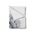 thumbnail image 2 of Animal Soft Flannel Fleece Throw Blanket, Portrait of a White Tiger Wild Nature Predator Watercolor Splashes, Cozy Plush for Indoor and Outdoor Use, 60" x 80", Black Grey White, by Ambesonne, 2 of 6