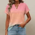 thumbnail image 7 of BOMYJESK Women Shirts Short Sleeve Dressy Casual Basic Tops Gradient V Neck Fashion Blouses 2026 Spring Cute Loose Fit Outfits Pink S, 7 of 7