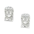 thumbnail image 1 of 925 Sterling Silver Rhodium Plated CZ Cubic Zirconia Simulated Diamond Religious Faith Inspiration Jesus Face Screw Back, 1 of 3