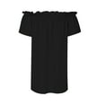 thumbnail image 5 of XIAONU Women's Solid Off Shoulder Blouse Loose Fit Short Sleeve Ruffled Neck Pullover Top Lightweight Flowy Casual Top, 5 of 6