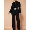thumbnail image 5 of Women Elegant Jumpsuit Formal Sex-Y High Necked Long Sleeved Casual Straight Pantsbusiness Party Jumpsuit Black L, 5 of 9