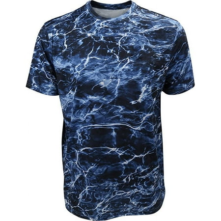 Paramount Outdoors EAG Elite Men s Short Sleeve Mossy Oak Elements Quick Dry Performance Blue Martin Fishing Tee Shirt