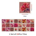 thumbnail image 2 of 24Pcs DIY Decor Flower Tiles Wall Stickers Decals 6 x 6in Self Adhesive Waterproof Vinyl Mural Kitchen Backsplash Peel and Stick Tile, 2 of 7