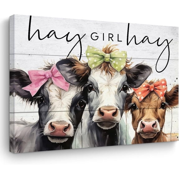 WFSposter Cow Pictures Wall Decor Farmhouse Wall Decor Cow Wall Art Funny Cow Gifts Rustic Vintage Country Framed Poster Artwork Prints Pictures for Home Farmhouse Bathroom Bedroom Living Room