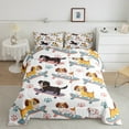 thumbnail image 1 of Erosebridal Cute Dog Bedding Queen Comforter Set, Cartoon Animal Down Comforter, Skateboard Sports Decor, Reversible 3pcs, 1 of 7
