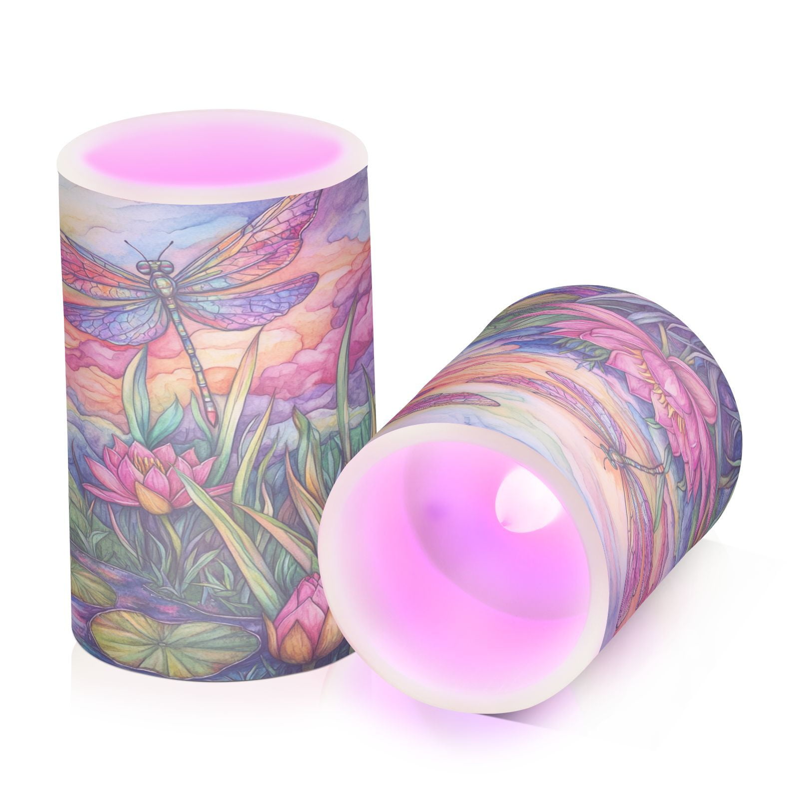 BZSMCE Flameless Candles LED Lights Colorful Dragonflies Creativity Battery Candles