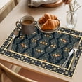 thumbnail image 3 of Boho Floral Placemats Set of 12 Geometric Ethnic Tribe Botanical Place Mats Indoor Wipeable Table Mats Washable Cloth Dining Table Placemats for Kitchen Holiday Party Home Decor 13x19 Inch, 3 of 9