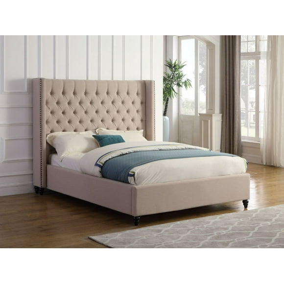 Venetian Queen Platform Bed, Beige