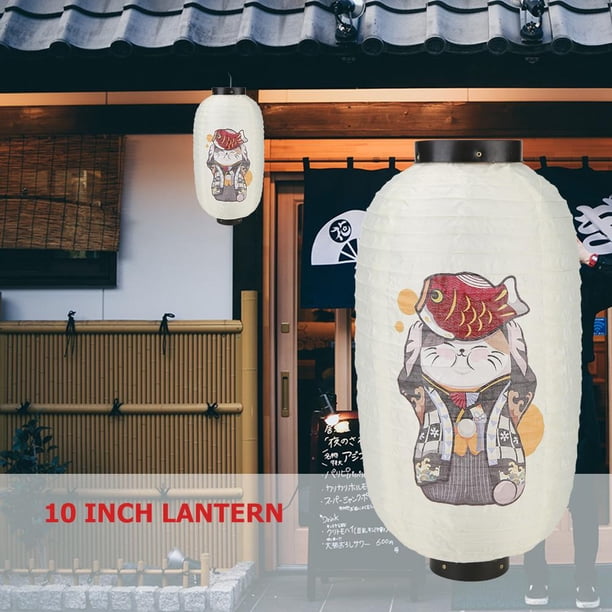 Lucky Cat Bistro Lantern Impermeable 10 pulgadas Linternas de tela Cute Simple Pub Decor Likrtyny Para estrenar