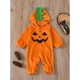 thumbnail image 2 of Wassery Baby Halloween Clothes for Girls Boys Fall Jumpsuit Long Sleeve Grimace Patchwork Hooded Romper 6M 12M 18M 24M, 2 of 9