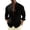 Black, variant on Men Long Sleeve Mandarin Collar Textured Linen Button Down Shirt Double Row Metal Button Placket Rollable Cuff Curved Hem Loose Wrinkle Free Vacation Casual Blouse Yellow M