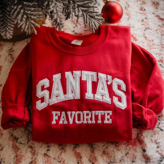 Embroidered Santas Favorite Christmas Christmas, Sweatshirt