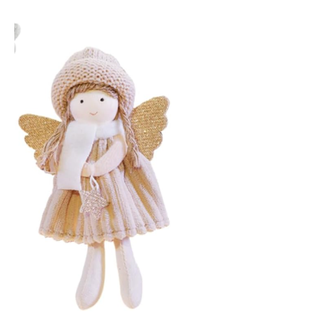 Christmas Angel Doll Hanging Ornaments Cute Cloth Angel Shape Pendants for Christmas Tree Decoration Xmas for Friends and Family(Rose Gold Angel)