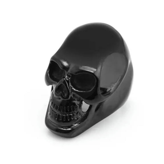 K-KED Men's Gothic Black Skull Head Ring Stainless Steel Vintage Biker Skull Punk Ring-7