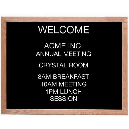 Aarco AOFD1218. Framed Letter Board Message Center. Frame is Oak