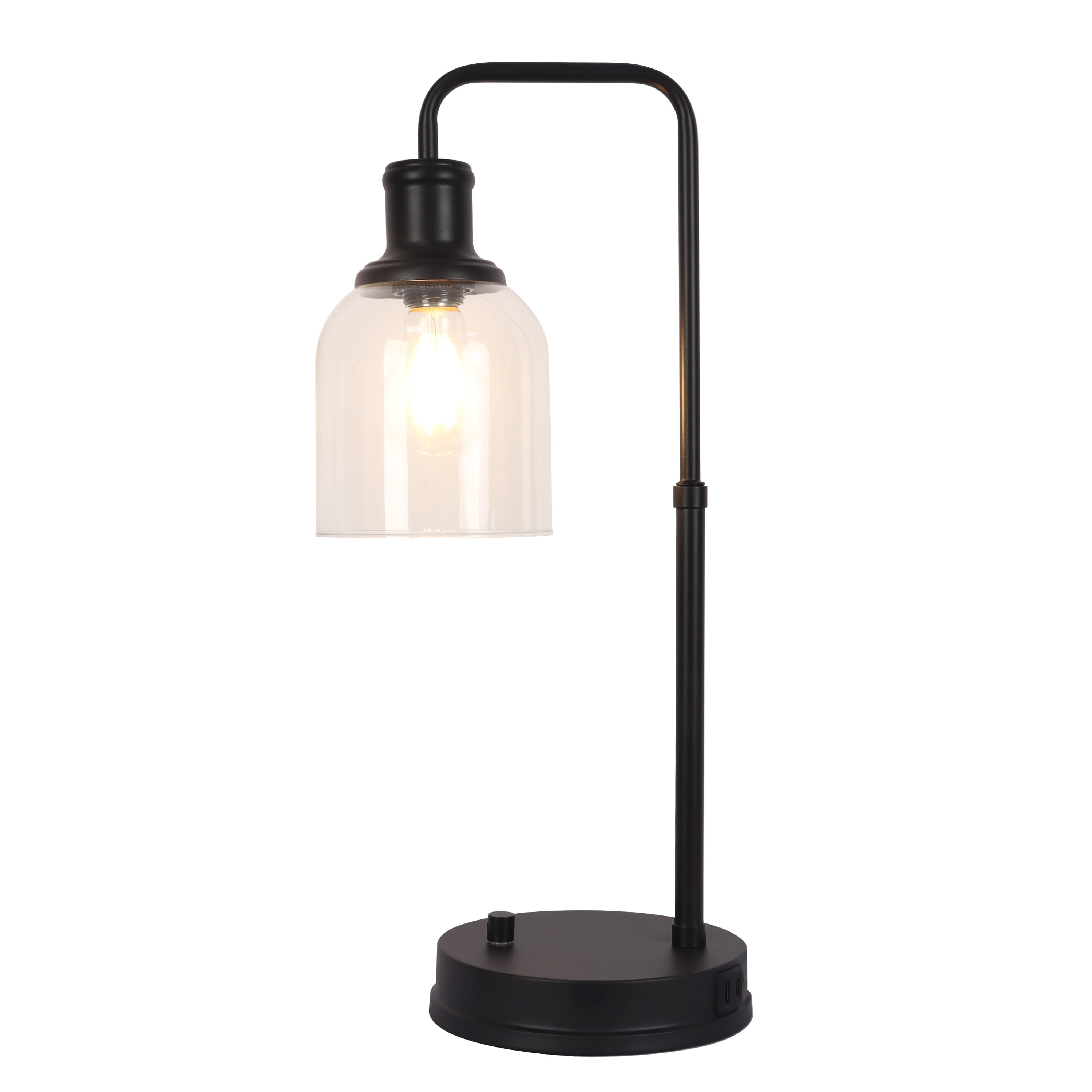 Better Homes & Gardens Bronze Table Lamp with Glass Shade and USB, USB-C Ports