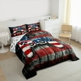 thumbnail image 4 of Feelyou Gamepad Lover Boys Bedding Comforter Set, Rustic Wooden Cabin Twin Comforter Sets, Retro American Flag Reversible Bedding Set, Ultra Soft Bedroom Decor, 2pcs, 4 of 9