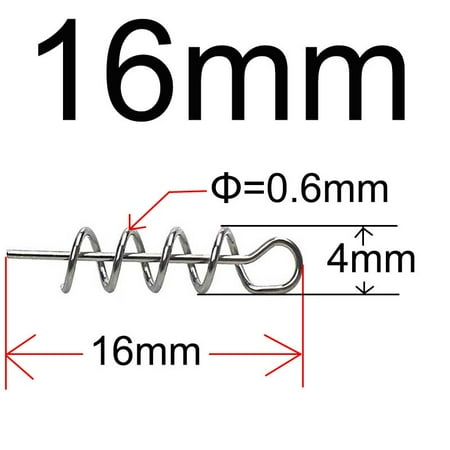 20 or 50 or 100 pcs Fishing pins Spring Twist Lock Fishing Screw Centering Pin Fixed Latch Needle for Soft Lure Bait Worm 16mm 20 pcs