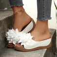 thumbnail image 2 of Dakaela Womens Summer Beach Sandals Open Toe Low Wedge Slip on Slides Ladies Casual Platform Flower Dressy Shoes Size 6-10 White, 2 of 7