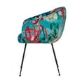 thumbnail image 2 of Curved Floral Pattern Fabric Dining Chair with Metal Legs, Blue, 2 of 5