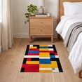 thumbnail image 3 of ODIKA 2'x3' Ultra-Soft Accent Mat, Composition Abstract Geometric Modernist Primary Block Yellow None Washable, Bare feet friendly, Easy Care Indoor rug for Bedside, Footrest, 3 of 7