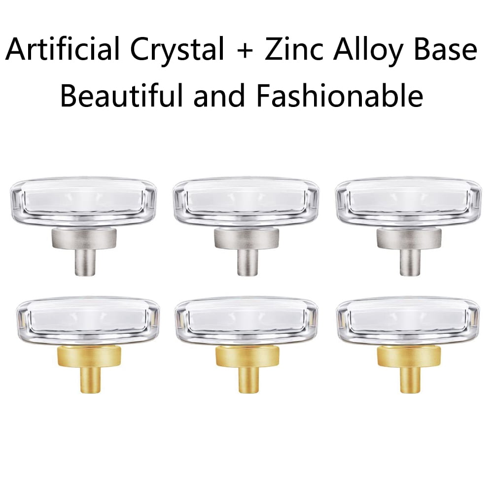 TOP-MAX 6PCS Artificial Crystal Cabinet Exterior Knob Rectangular Drawers Handles Cupboards Handles (Silver)