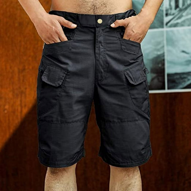 Fiudx Pantalones Cortos Cargo para Hombre, Pantalones Cortos Clásicos de Sarga para Trabajo, Pantalones Cortos Casuales Cómodos, Pantalones Cortos de Poliéster Transpirables, Uso Diario, Actividades