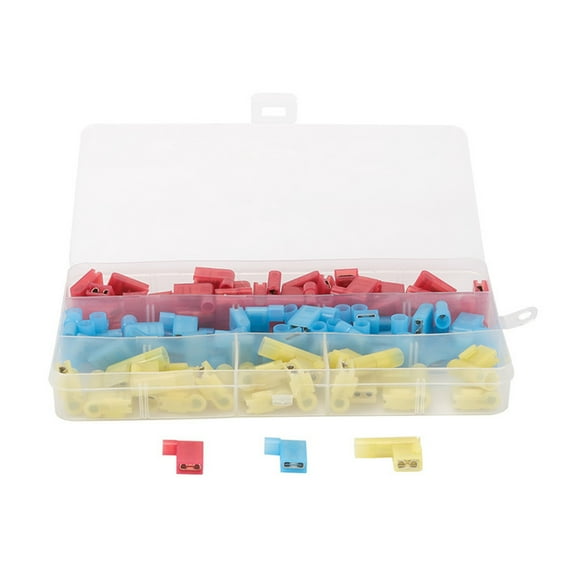 Nylon Insulated Flag Terminals Assortment 80Pcs Right Angled Spade Connectors With Professional Crimper Tool 22 14AWG