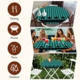 thumbnail image 7 of Teal Black Plaid Round Tablecloth, Fitted Table Cover with Elastic for 45"-54" Round Tables, Farmhouse Retro Star Abstract Checked Table Cloth Outdoor Indoor Dinning Party Waterproof Tablecloths, 7 of 7