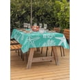 thumbnail image 3 of Outdoor Tablecloths with Umbrella Hole & Zipper, Teal Coastal Tablecloth Rectangle 60x84 Inch, Nautical Beach Starfish Coral Summer Waterproof Table Cloth, Patio/Pool/Picnic Table Covers, 3 of 8
