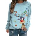 thumbnail image 2 of Chandail de Noël pour Femmes 2023 Mode Décontractée Imprimé Col Rond Ample Manches Longues Hauts Blouse Chandails Sans Capuche en Liquidation, 2 of 4