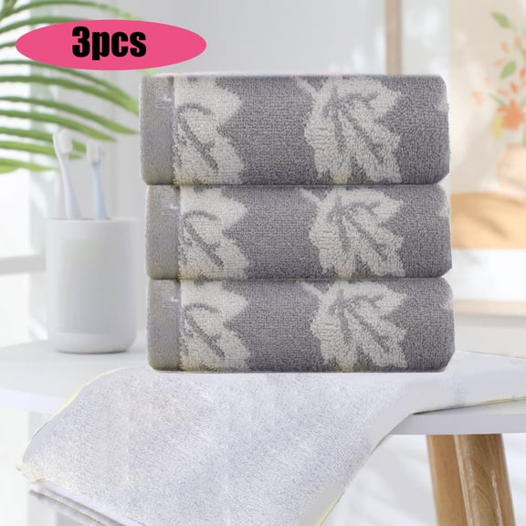 Honeeladyy Hand Towels for Bathroom 3 Pack, Thanksgiving Maple Leaves Print Face Towels Soft Absorbent for Spa Bath Gym Kitchen, Hand Towel Set Decorative, 13 x 29 Inches, Gray